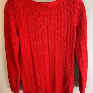 Lauren Ralph Lauren Cable Knit Fitted Crimson Red Sweater Size L